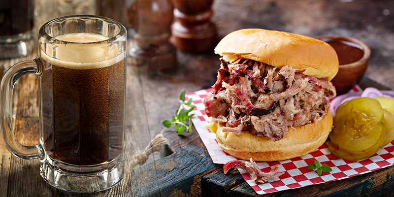 Pulled Pork Sandwich and Root Beer