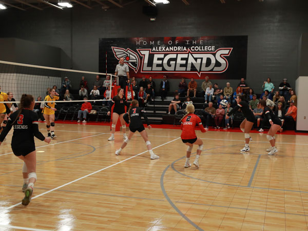 Gymnasium with volleyball players